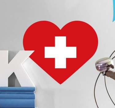 Aufkleber Flagge der Schweiz als Herz