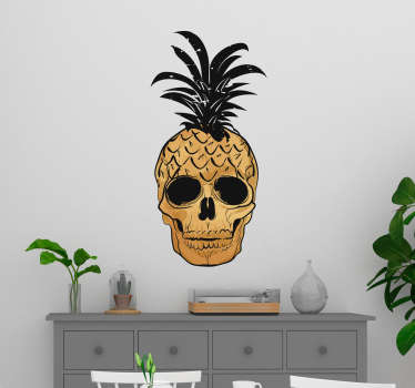 Origineller Aufkleber Ananas Pop Art Totenkopf