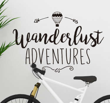 Text Aufkleber Wanderlust Adventures Heißluftballon