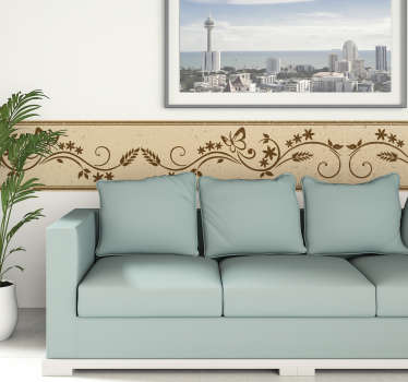 Wandtattoo Blumenranke mit Schmetterlingen