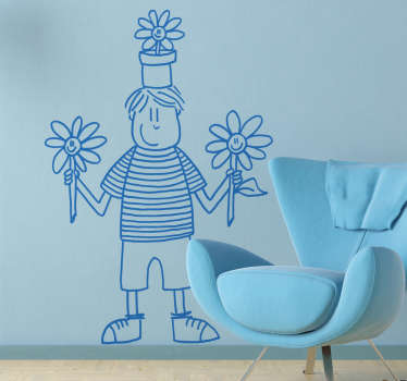 Wandtattoo Junge mit Blumen