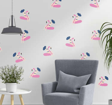 Wandtattoo Menschen Baden Flamingo Muster