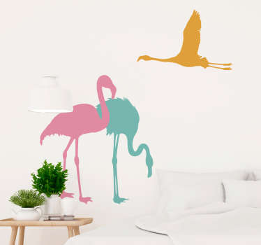 Wandtattoo Tier Flamingos farbig Silhouetten