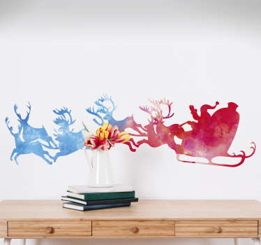 Weihnachtssticker Rentiere Weihnachtsschlitten Weihnachtsmann