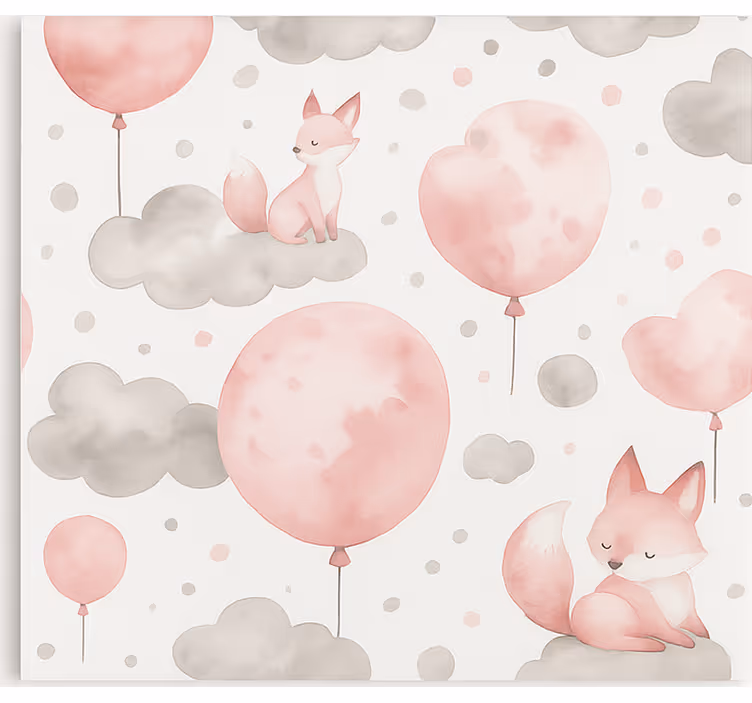 Rollo Fenster Kinderzimmer pastellfarbene luftballons und wolken - TenStickers
