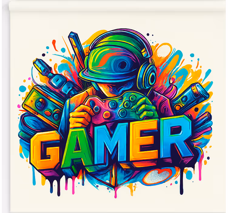 Rollo Fenster Gamer im spieler gefangen - TenStickers