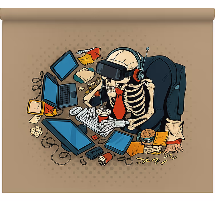 Rollo Fenster Gamer skelett Retro-Spieler - TenStickers