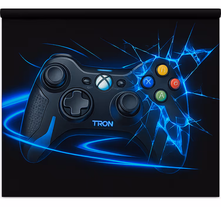 Rollo Fenster Gamer zerbrochener neonblauer controller - TenStickers