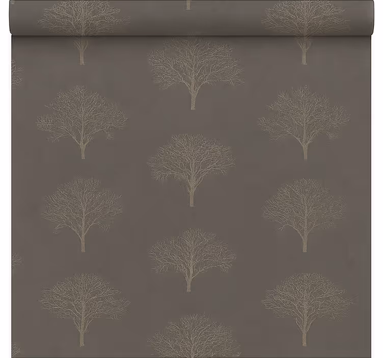 Rollo Fenster Esszimmer beige schwarz wald bäume - TenStickers