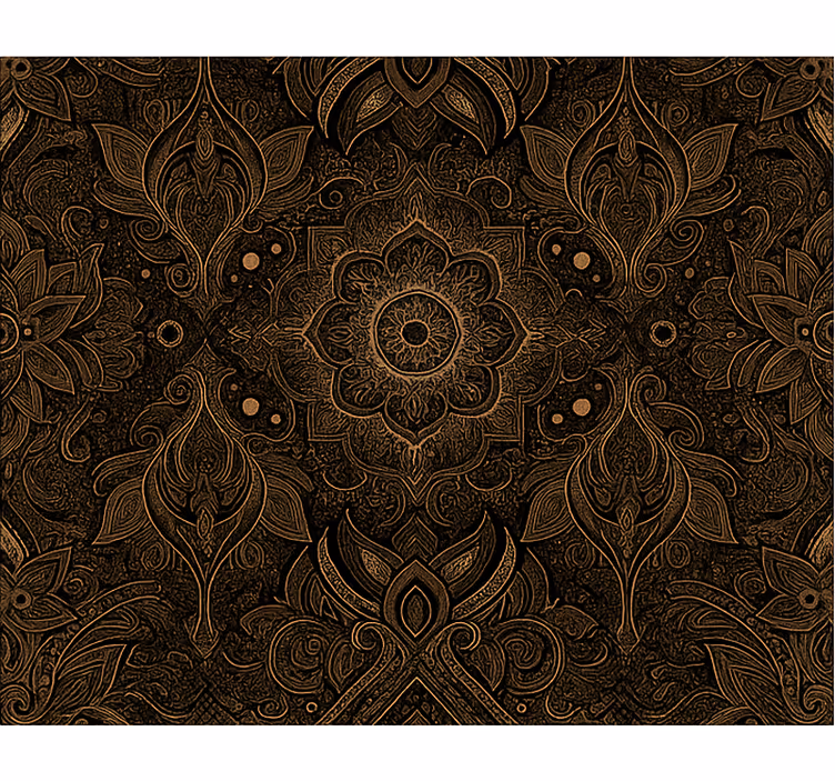 Rollo Fenster Esszimmer schwarzes und goldenes Mandala - TenStickers
