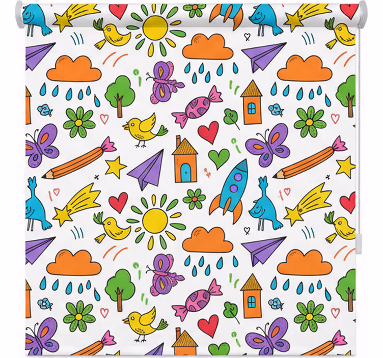 Rollo fenster skandinavisch mit verspieltem doodle-muster - TenStickers