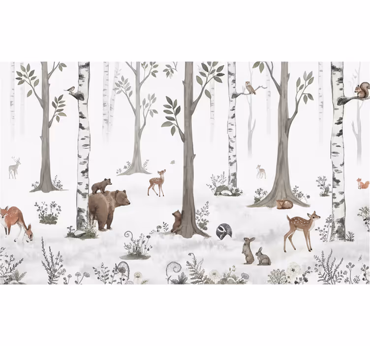 Rollo fenster bäume verspielte waldskizze - TenStickers