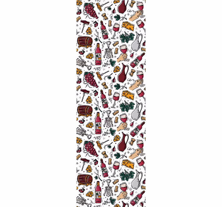 Küchenfenster rollo mit vintage-muster trauben wein käse - TenStickers
