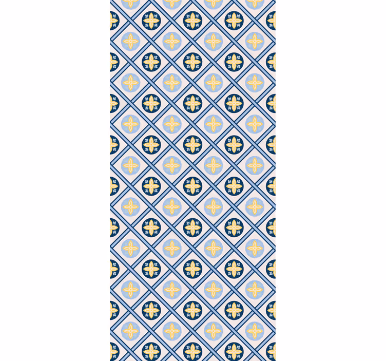 Küchenfenster rollo in babyblauen und gelben fliesen - TenStickers