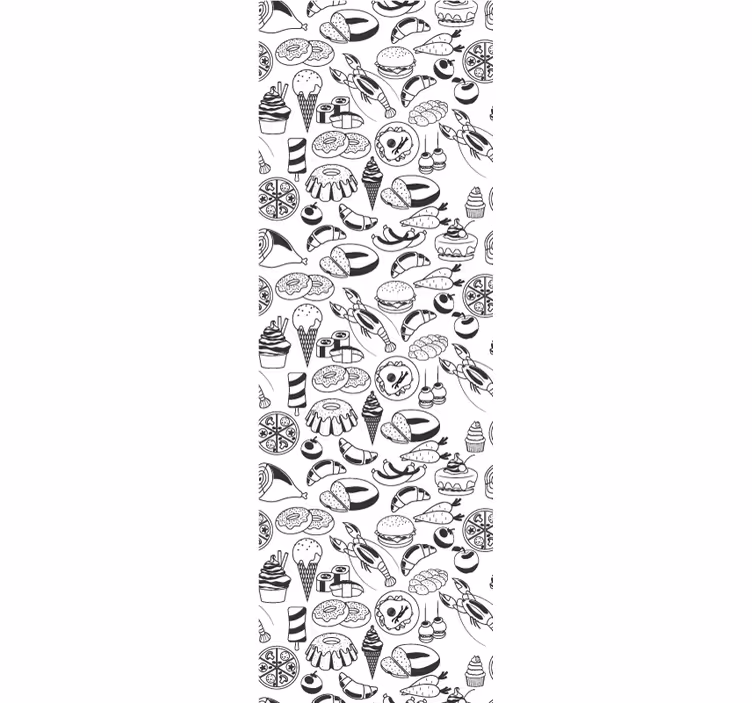 Küchenfenster rollo mit essensdoodle-muster - TenStickers