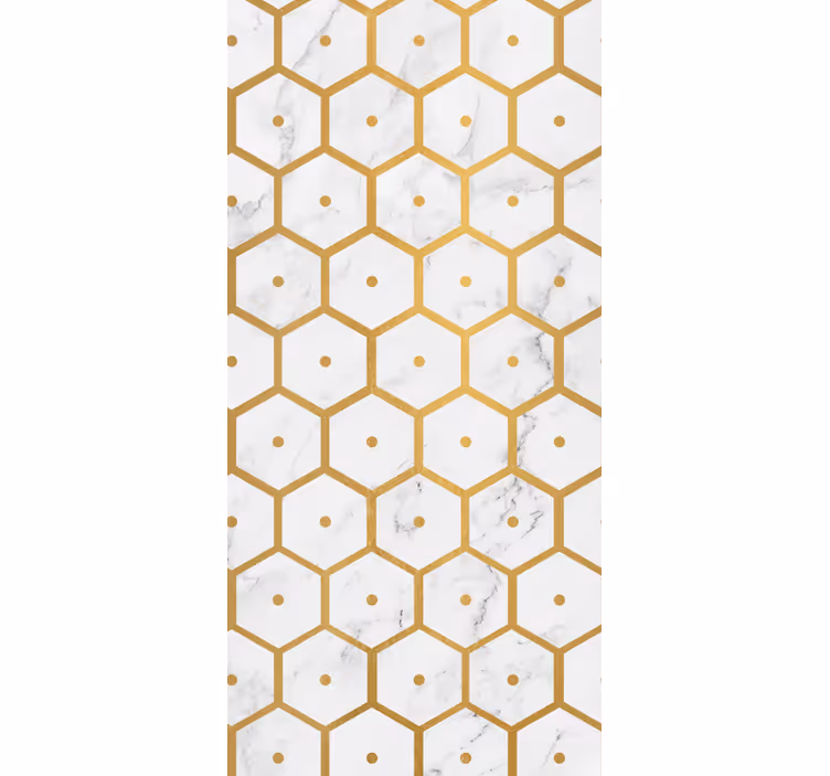 Rollo fenster esszimmer hexagonales goldmarmor-muster - TenStickers