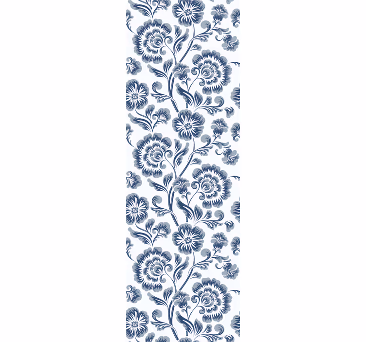 Rollo fenster esszimmer mit blauem blumenmuster - TenStickers