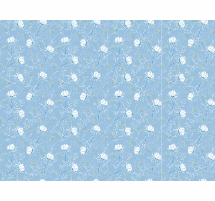 Rollo fenster esszimmer blaues vintage grandmillenial muster - TenStickers