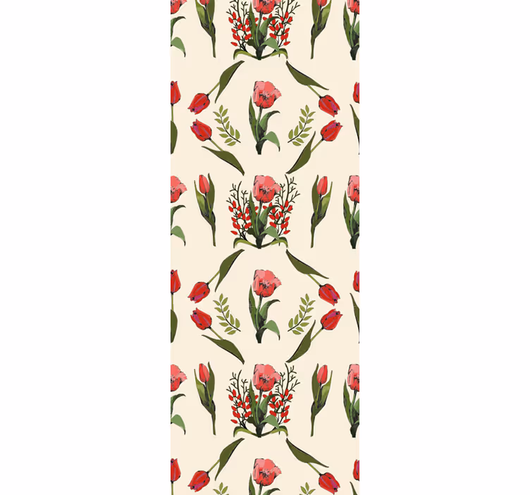 Rollo fenster esszimmer frühling mit roten tulpen - TenStickers