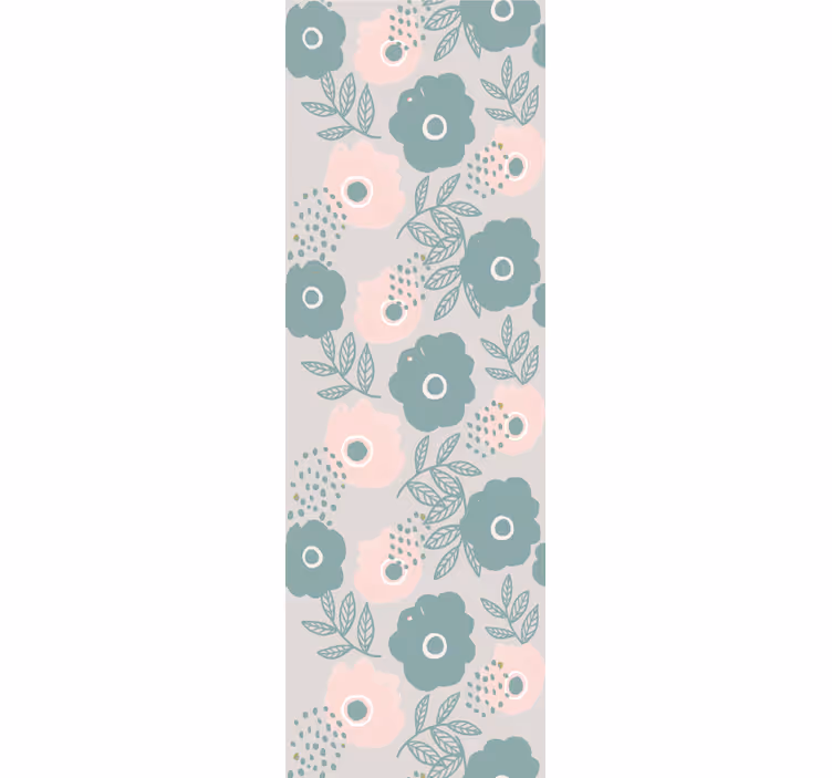 Rollo fenster esszimmer in rosa und blauen aquarellblumen - TenStickers