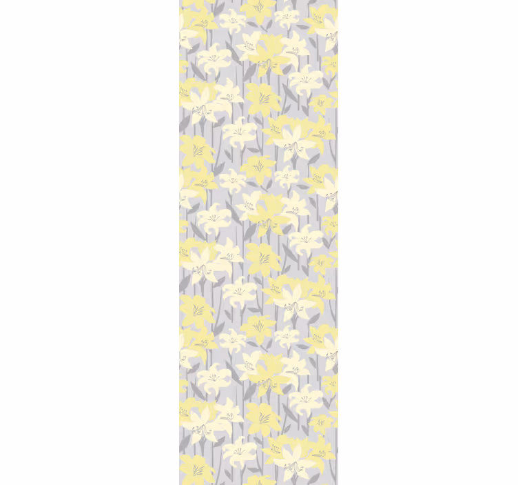 Rollo fenster esszimmer gelbe blumen auf grauem hintergrund - TenStickers