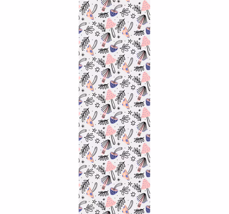 Rollo fenster esszimmer mit klassischen pilzen und blumen - TenStickers