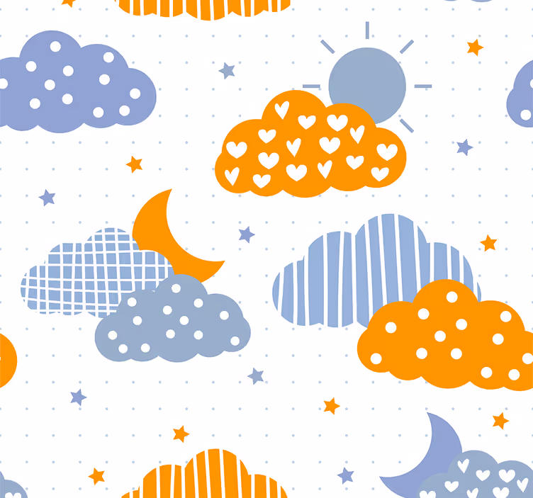 Rollo fenster kinderzimmer mit blauen und orange wolken - TenStickers