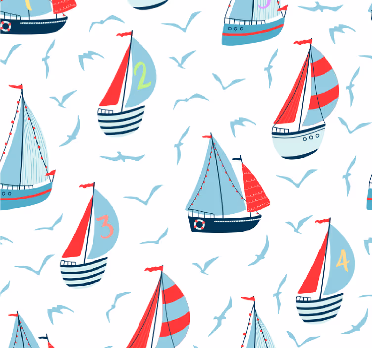 Rollo fenster kinderzimmer segelboote und vögel - TenStickers