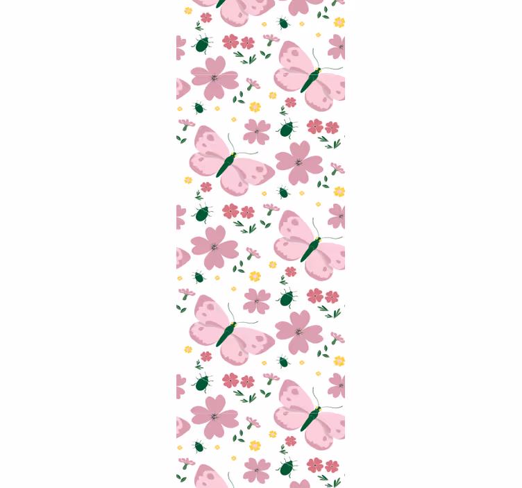 Rollo fenster kinderzimmer zartes rosa blumen und schmetterlinge - TenStickers