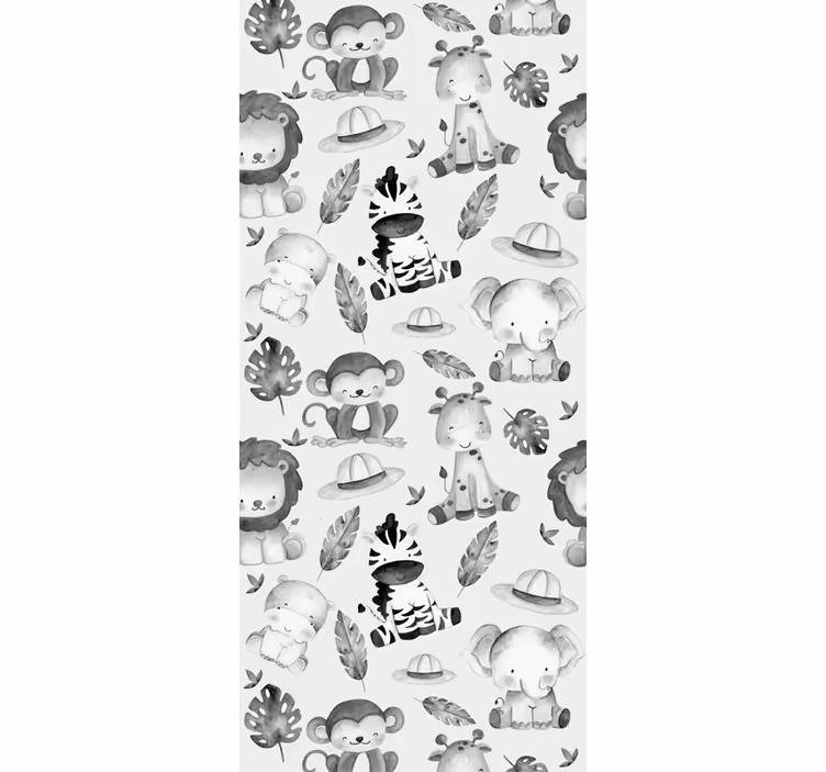 Rollo fenster kinderzimmer graue zootiere - TenStickers