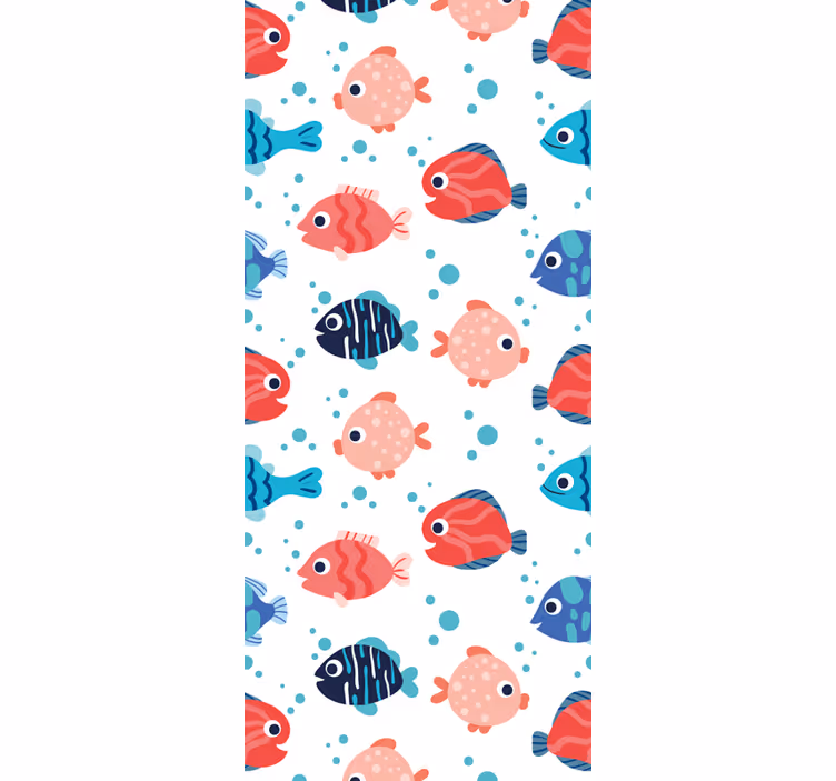 Rollo fenster kinderzimmer mit pinken und blauen fischen - TenStickers