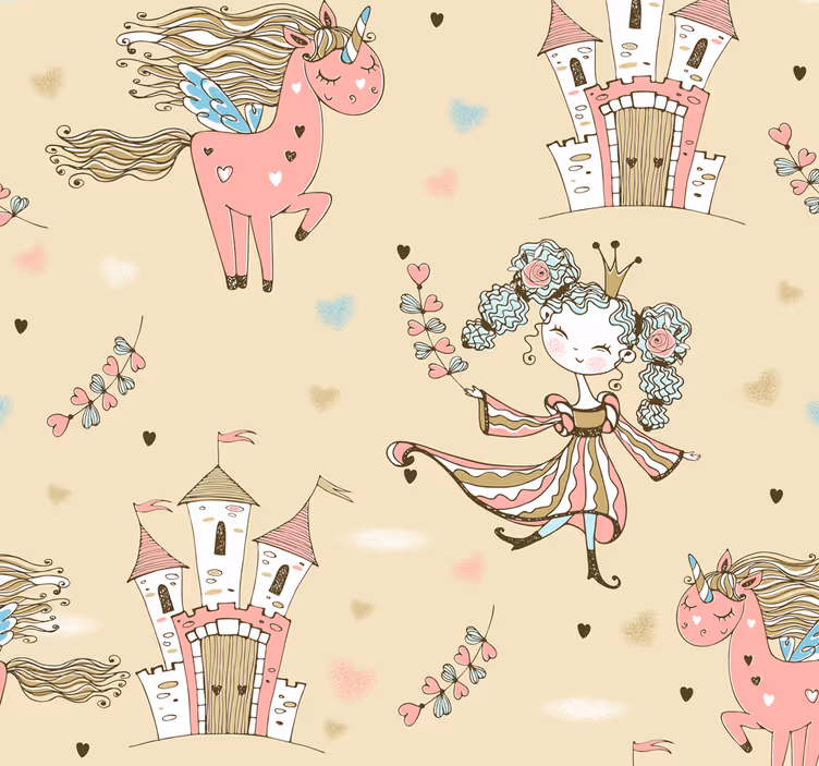 Rollo fenster kinderzimmer einhorn schloss und prinzessin - TenStickers
