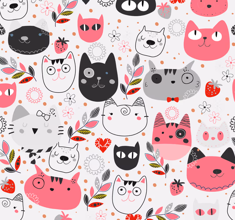 Rollo fenster kinderzimmer mit illustrierten katzen - TenStickers