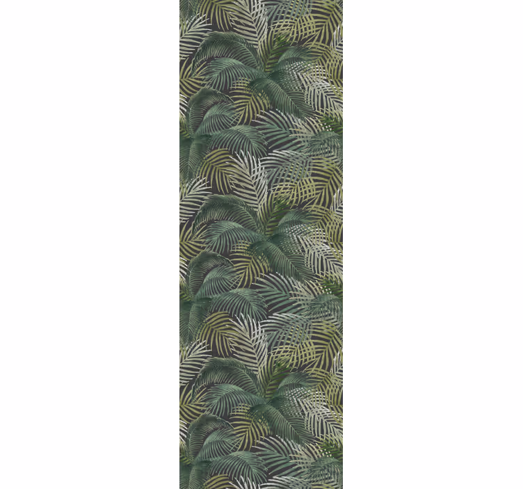 Rollo fenster home office mit grünen palmenblättern - TenStickers