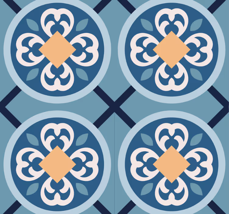 Fenster rollo modern in meerblauer portugiesischer fliese - TenStickers