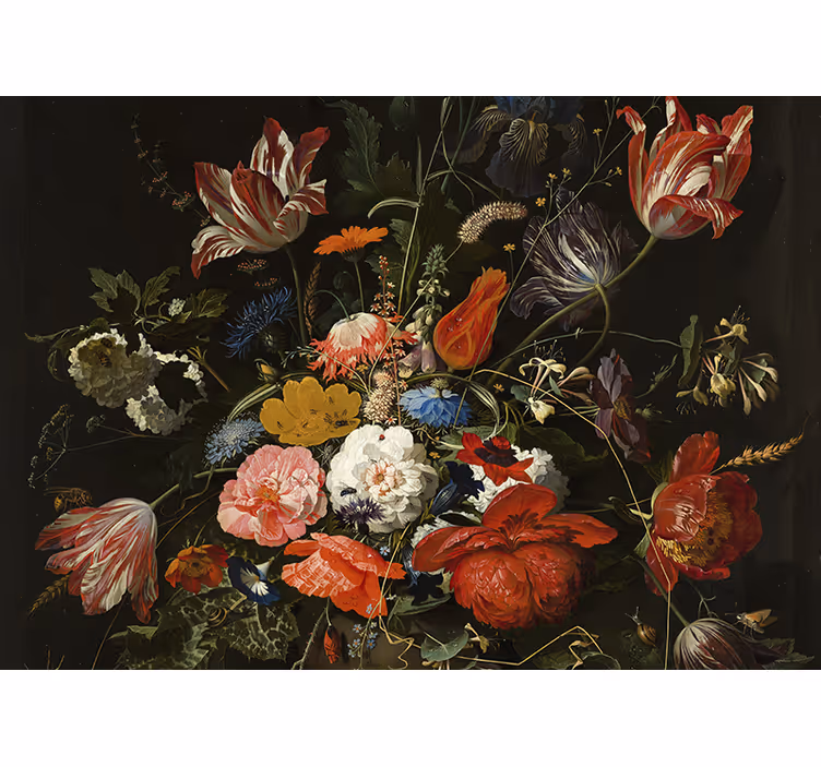 Küchenfenster rollo mit rot blauen und weißen blumen - TenStickers