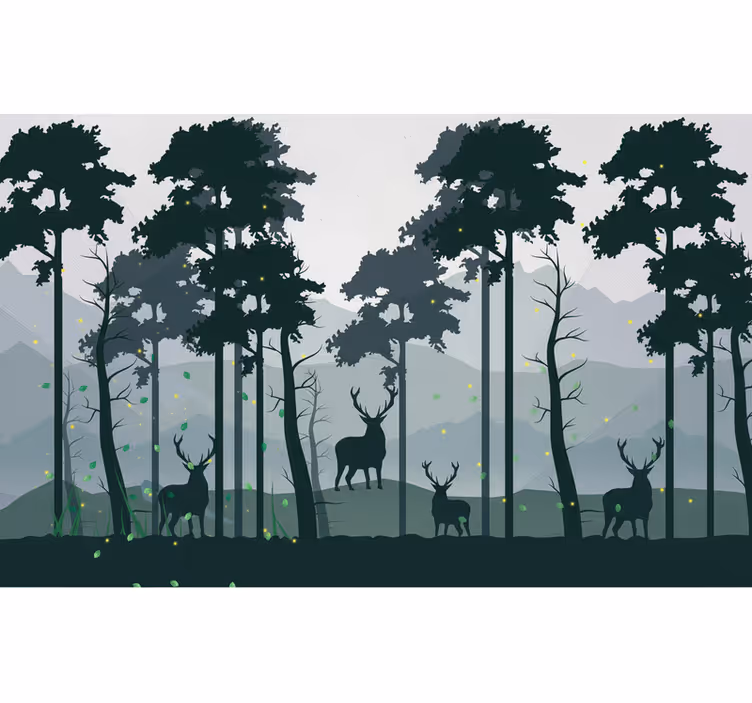 Küchenfenster rollo silhouette wald skandi - TenStickers