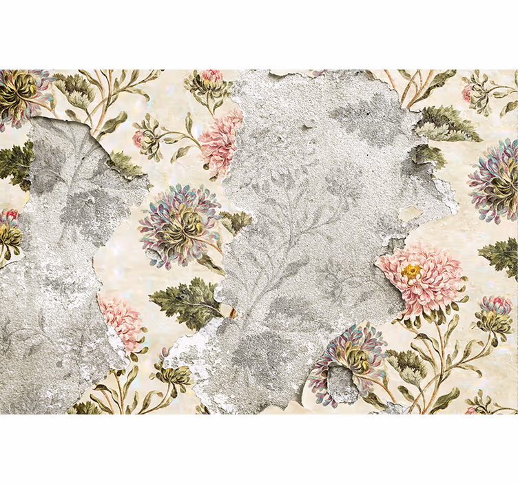 Küchenfenster rollo mit vintage blumen auf beige - TenStickers