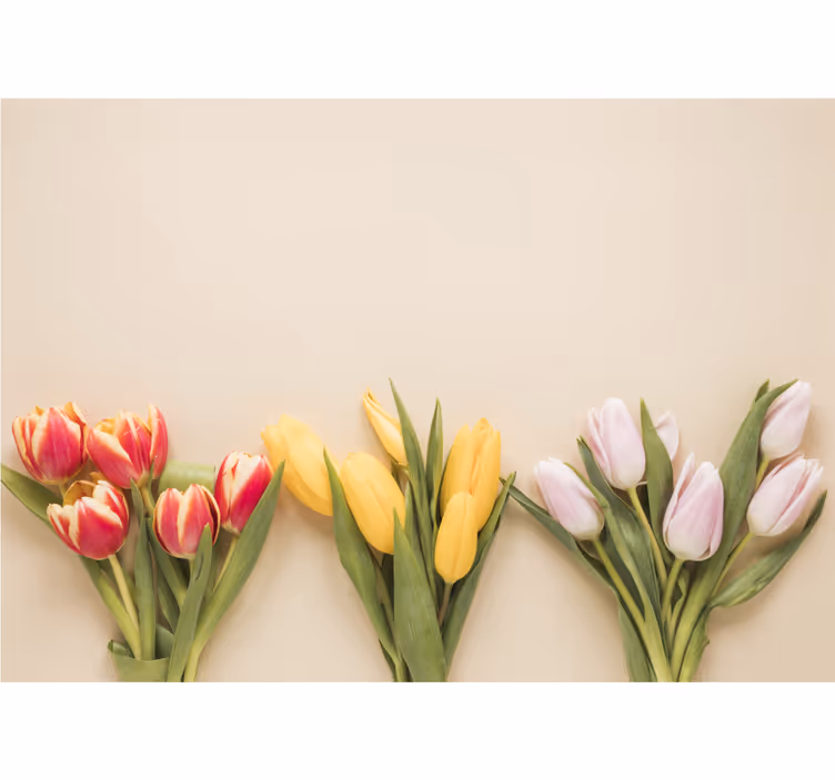 Küchenfenster rollo mit drei verschiedenen blumenfarben - TenStickers