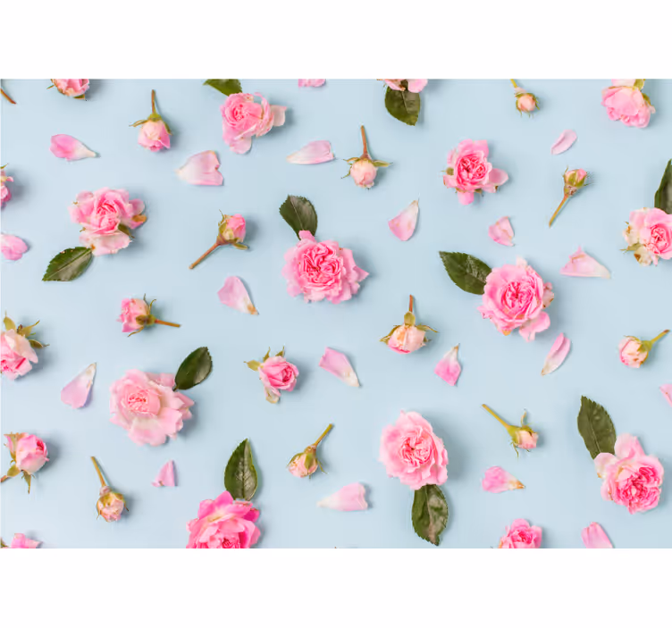 Küchenfenster rollo verschiedene rosen blauer hintergrund - TenStickers