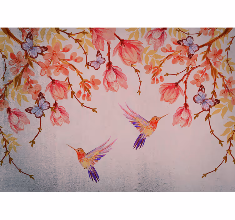 Küchenfenster rollo magnolien und vögel im chinesischen stil - TenStickers