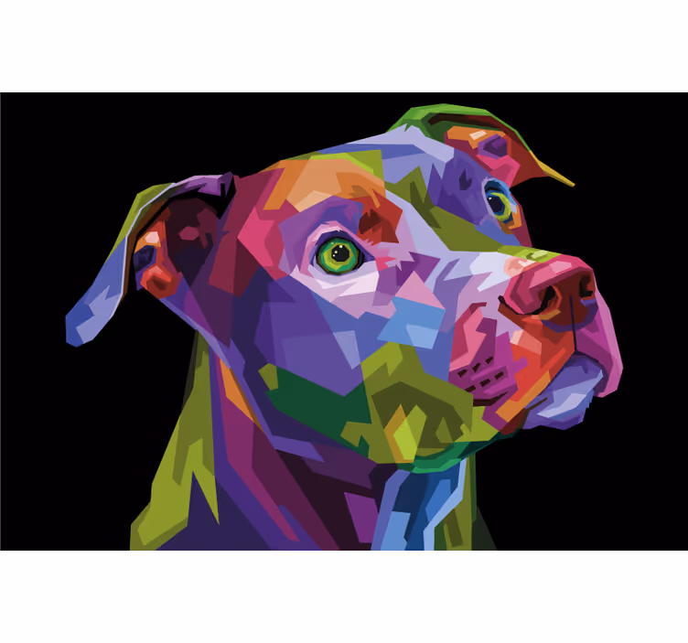 Rollo wohnzimmer mit modernen bunten pitbulls - TenStickers