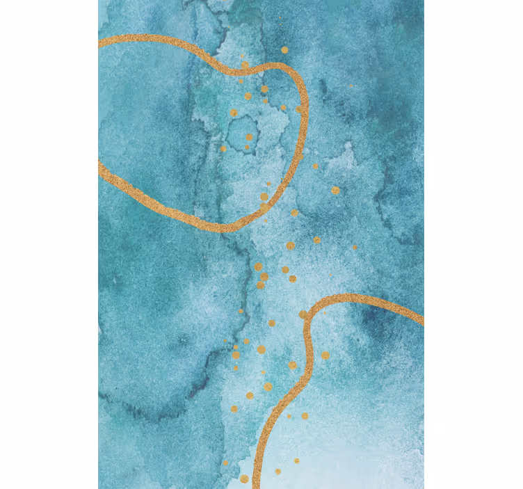Rollo wohnzimmer in abstraktem aquamarin mit gold - TenStickers