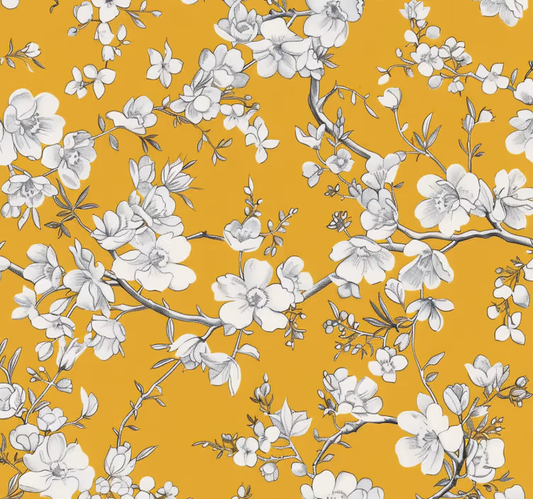 Rollo fenster gelb mit floralen vintage-muster - TenStickers