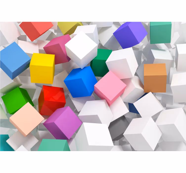 Rollo wohnzimmer 3d-wandtapete bunte würfel - TenStickers