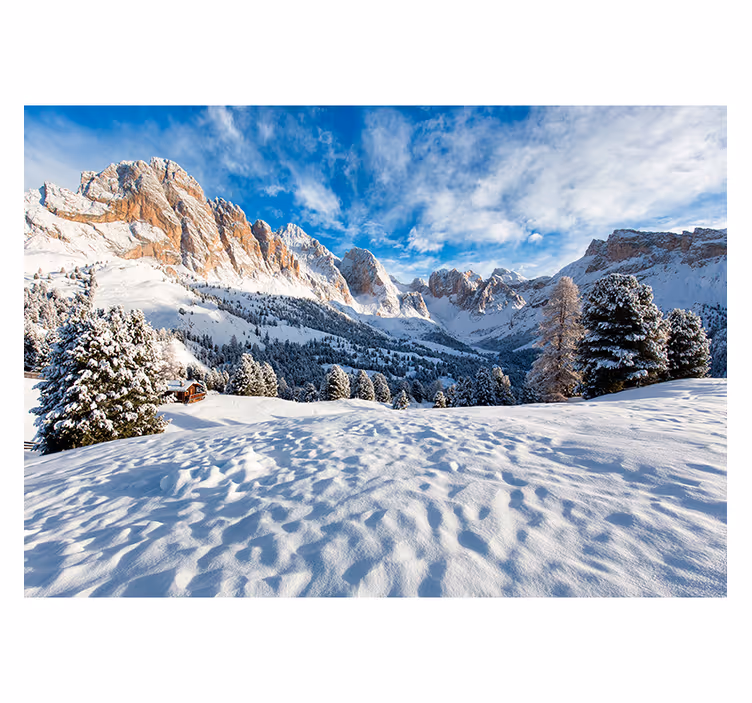 Rollo wohnzimmer schneebedeckte berglandschaft fototapete - TenStickers