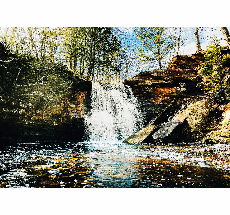 Rollo wohnzimmer landschaft wasserfall wald - TenStickers