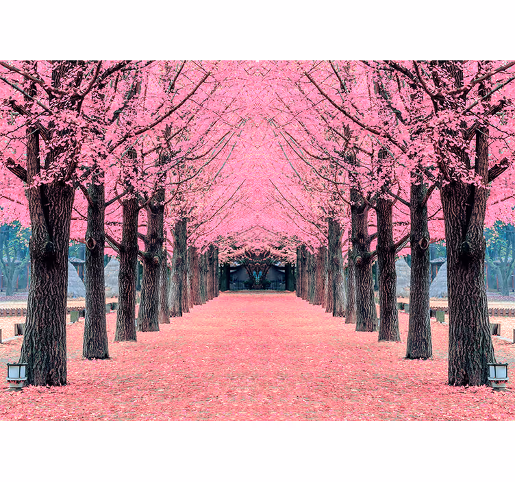 Rollo wohnzimmer mit pinken bäumen nami island - TenStickers