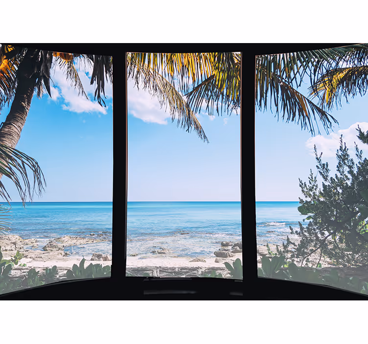 Rollo wohnzimmer 3d meerblick aus dem fenster - TenStickers