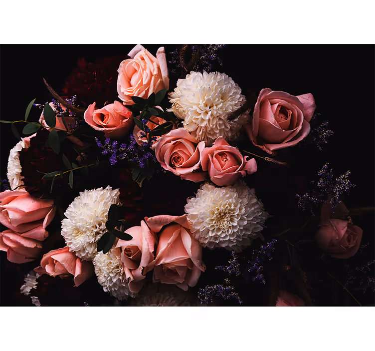 Rollo wohnzimmer luxuriöses bouquet rosa rosen - TenStickers